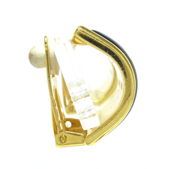 HERMES Gold Navy Hardware C Clip On Earrings bran-214-090325 - Picture 6 of 6